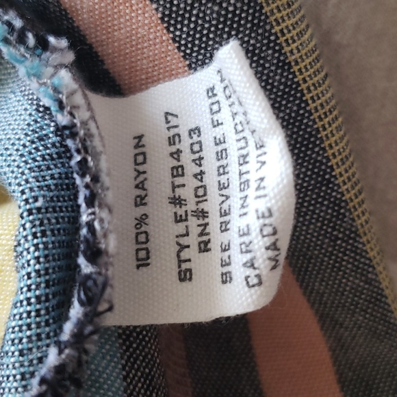 Mine 100% Rayon Striped Button A-Line Tank Top Size Medium - Picture 3 of 9